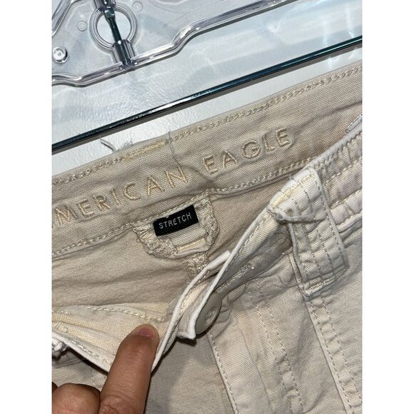 American Eagle Khaki Cargo Pants M Womens Stretch Cotto Size - Picture 4 of 9